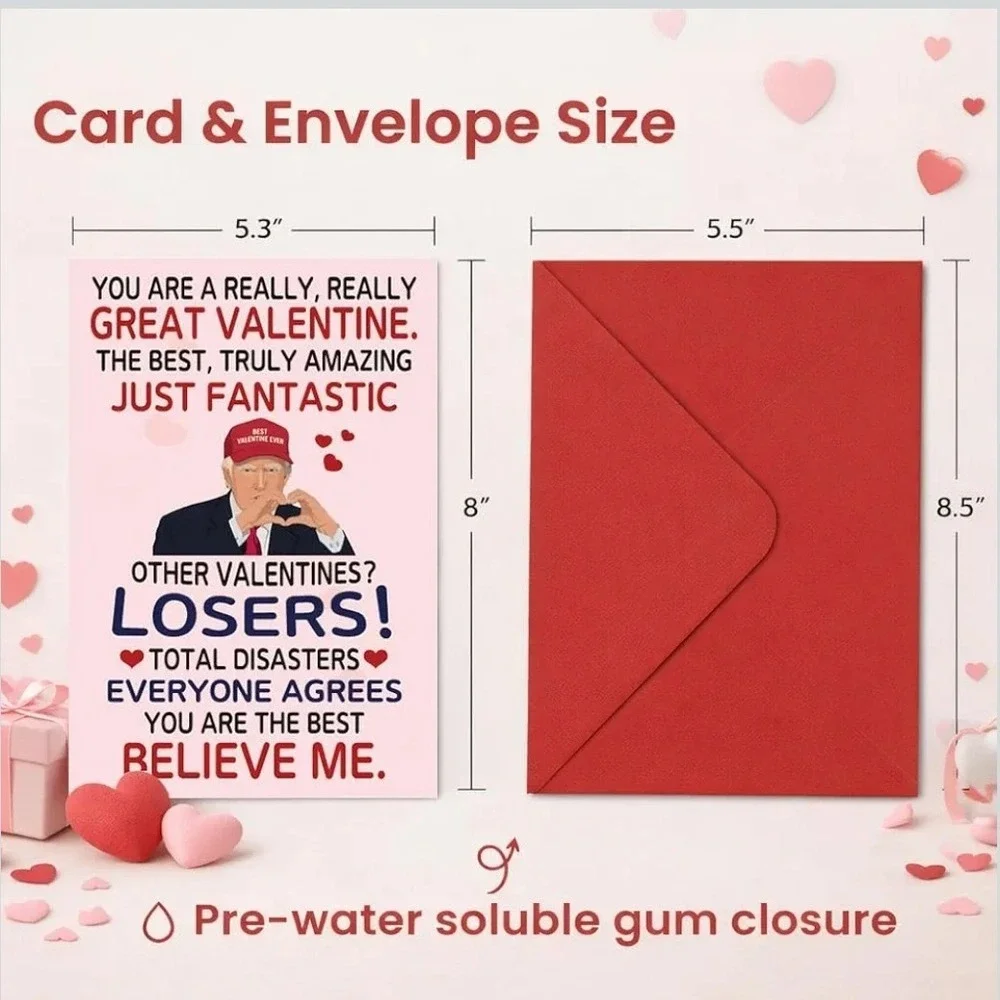 Donald Trump Funny Valentine's Day Greeting Card with Red Envelope (2)